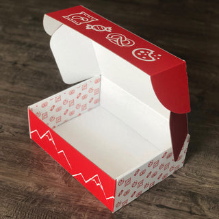 This image shows the box opened. The lid opens to present the contents in a thoughtful way. 